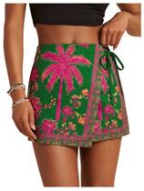 Shorts SweatyRocks com estampa floral, gravata, envoltório lateral, cintura elástica Shorts SweatyRocks com estampa floral, gravata, envoltório lateral, cintura elástica