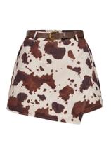 Shorts SweatyRocks Cow Print, saia assimétrica de cintura alta