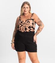 Shorts Tecido Favo Plus Size Secret Glam Preto