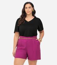 Shorts Tecido Favo Plus Size Secret Glam Roxo Shorts Tecido Favo Plus Size Secret Glam Roxo