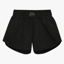 Shorts Teen Amora em Moletom Sem Felpa na cor Preto