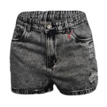 Shorts Teezz Jeans Hot Pants Teezz Feminino - Chumbo - 40 Shorts Teezz Jeans Hot Pants Teezz Feminino - Chumbo - 40