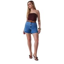Shorts Teezz Jeans Medio Carrot Feminino - Jeans claro Shorts Teezz Jeans Medio Carrot Feminino - Jeans claro