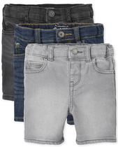 Shorts The Children's Place Kit com 3 Unidades em Jeans Stretch para Crianças 3T