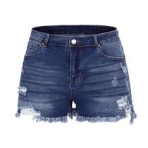 Shorts THUNDER STAR Jeans Azul Stretch Rasgado Cintura Média Shorts THUNDER STAR Jeans Azul Stretch Rasgado Cintura Média