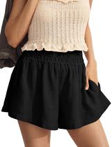 Shorts Tomosc Linen para mulheres, elásticos de verão, cintura alta, XS Shorts Tomosc Linen para mulheres, elásticos de verão, cintura alta, XS