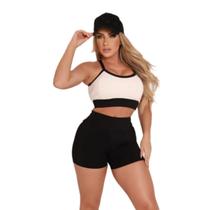 Shorts + Top Feminino Academia Blackout Zero Tranparência