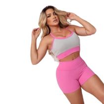 Shorts + Top Feminino Academia Blackout Zero Tranparência Shorts + Top Feminino Academia Blackout Zero Tranparência
