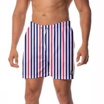 Shorts Treino Verão Praia Premium Verticais Azuis E Vermelhas W2 Masculino
