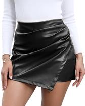 Shorts trendfoll de material sintético de cintura alta preta