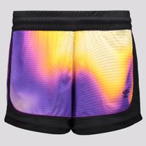 Shorts Umbro Impulse Feminino Preto Roxo e Laranja