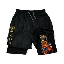 Shorts Unissex De Dupla Camada Com Estampa De Demon Slayer Para Verão, Fitness E Esportes, Soltos E