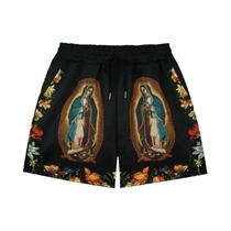 Shorts Unissex Retrô De Secagem Rápida, Respiráveis E Confortáveis Com Estampa Floral De Oração Da Shorts Unissex Retrô De Secagem Rápida, Respiráveis E Confortáveis Com Estampa Floral De Oração Da