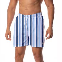 Shorts Verão Praia Premium Verticais Tons Azuis W2 Masculino