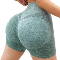 Shorts Verde Empina Bumbum Alta Compressão para Sustentação Efeito Modelador Cintura Alta Sem Costura Super Confortável