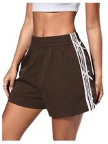 Shorts Verdusa Bow listrados, cintura elástica, marrom, marrom, feminino