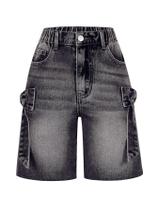 Shorts Verdusa Girl's Cute Bow, jeans, comprimento do joelho, cinza, 12 anos Shorts Verdusa Girl's Cute Bow, jeans, comprimento do joelho, cinza, 12 anos