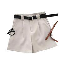 Shorts Vintage De Cintura Alta Com Cinto Para Mulheres, Estilo Casual Para Escritório, Verão, Calças