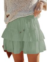 Shorts Woudery Flowy para mulheres, boho, babados, saias em camadas Shorts Woudery Flowy para mulheres, boho, babados, saias em camadas