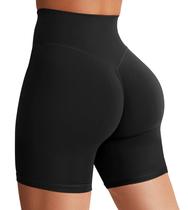 Shorts YEOREO Feminino Biker Preto com Pregas para Academia Shorts YEOREO Feminino Biker Preto com Pregas para Academia