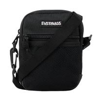 Shoulder bag Bolsa Pochete Redinha Necessaire Tiracolo Transversal Alça de Ombro Resistente Preto - Everbags