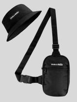 Shoulder Bag Masculina Mini Bolsa Transversal Necessaire + Chapeu Bucket