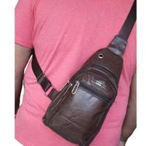 Shoulder Bag Pochete Resistente Transversal Masculina Marrom Escuro