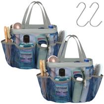 Shower Caddy F-color Mesh portátil, 2 alças e 7 bolsos, pacote com 2 Shower Caddy F-color Mesh portátil, 2 alças e 7 bolsos, pacote com 2