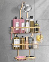 Shower Caddy Hanging MSAICOE Never Rust com cesta de sabonete dourada
