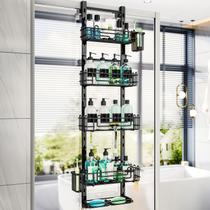 Shower Caddy HaPirm de 5 camadas sobre a porta com 28 ganchos pretos