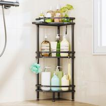 Shower Caddy HaPirm Standing Corner de 3 camadas em aço inoxidável preto