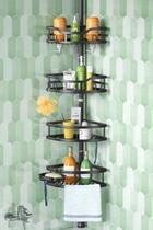 Shower Caddy Tension Pole HAMITOR Corner 4 camadas preto Shower Caddy Tension Pole HAMITOR Corner 4 camadas preto