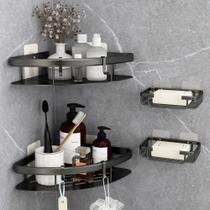 Shower Caddy tgosomt Corner Black, pacote com 2 saboneteiras
