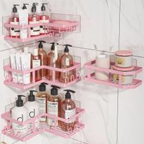 Shower Caddy Youvip Adhesive Corner com suporte de sabonete, pacote com 4 unidades, rosa