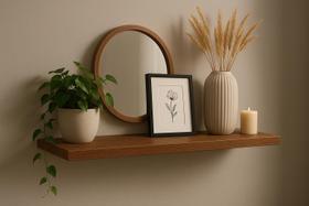 Si- 1 prateleira madeirada 80x20 suporte invisível de parede para organização e decoração sala quarto cozinha