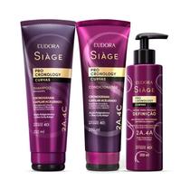 Siàge Eudora Pro Cronology Curvas Shampoo 250ml Condicionador 250ml Creme de Pentear Definição 300ml