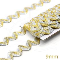 Sianinha Mesclada Ouro e Prata Larga 9mm São José - 10 Metros