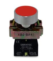 Sibratec - botão de impulso metalico ampb6r ou xb2-ba42 - vermelho 1nf
