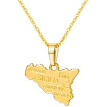 (Sicília) Nation Map Pingente Patriotism Jewelry Plat 18K