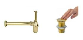 Sifão Com Copo Dourado + Válvula Click Dourada