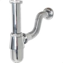 Sifão Copo Cromado Metal 7/8 Ajustável Para Pia Suspensa Cuba Com Sifao Aparente Banheiro Luxo Sifao De Parede Com Tubo Ajustável Lavatório Lavabo