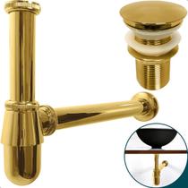 Sifao Copo Dourado 1¼ Pol Metal E Valvula Click Ralo Pia Banheiro Cuba Esculpida Pia Suspensa Com Sifão Aparente Lavatorio Tanque 40mm
