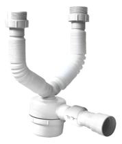 Sifão Copo Duplo Pvc Fere Sanfonado Branco Para Pia Sifão Copo Duplo Pvc Fere Sanfonado Branco Para Pia