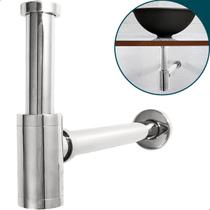 Sifão Copo Metal Cromado 1 1/4 Para Cuba Aparente Pia Suspensa Banheiro Sifao Com Copo Quadrado Para Lavabo Lavatório Luxo Brilhoso