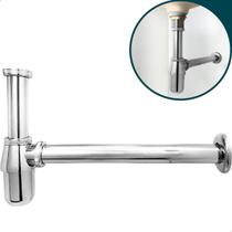 Sifão Copo Metal Cromado 7/8 Para Cuba Aparente Pia Suspensa Banheiro Sifao Com Copo Redondo Para Pia Cuba Lavabo Lavatório Luxo