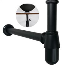 Sifao Copo Preto Fosco 1 ¼ Metal Para Cuba Esculpida Banheiro Pia Suspensa Com Sifão Aparente Lavabo Tanque Lavatorio 40mm
