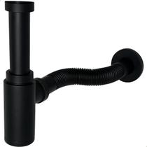 Sifão Copo Preto Fosco 1 1/4 Pol Ajustável Aço Inox 304 Para Pia Suspensa Cuba Com Sifao Aparente Banheiro Com Tubo Ajustável Metal Lavatório Lavabo