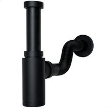 Sifão Copo Preto Fosco 7/8 Pol Ajustável Aço Inox 304 Para Pia Suspensa Cuba Com Sifao Aparente Banheiro Com Tubo Dobrável Metal Lavatório Lavabo