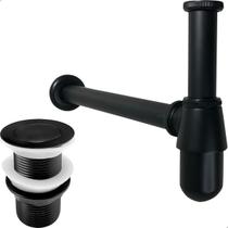 Sifao Copo Preto Metal 1¼ Pol E Valvula Click Ralo Pia Banheiro 40mm Cuba Esculpida Pia Suspensa Com Sifão Aparente Lavatorio Tanque