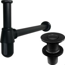 Sifao Copo Preto Metal 7/8 Pol E Valvula Click Ralo Pia Banheiro 30mm Cuba Esculpida Pia Suspensa